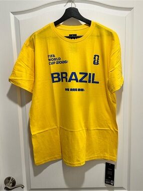 FIFA World Cup 2026 Authentic Brazil Yellow & Blue T-Shirt, Size Large - NWT